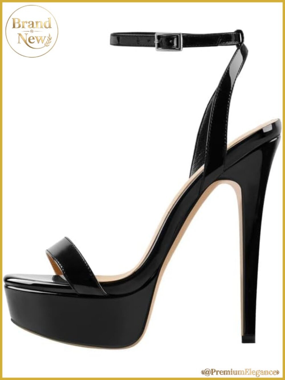 Platform Stiletto High Heels Open Toe Ankle Strap Sandals Patent Leather